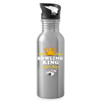 Bowling King : Drôle de cadeau rétro Strike Master - Gourde avec paille intégrée - argent clair - Droite