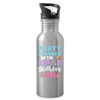 Party Planner Of The K Pop Birthday Girl - Trinkflasche mit integriertem Trinkhalm - Lightsilver - Rechts
