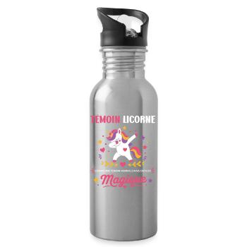 témoin Licorne Magique - Gourde avec paille intégrée - argent clair - Droite