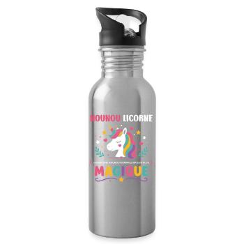 Nounou Licorne Magique - Gourde avec paille intégrée - argent clair - Droite
