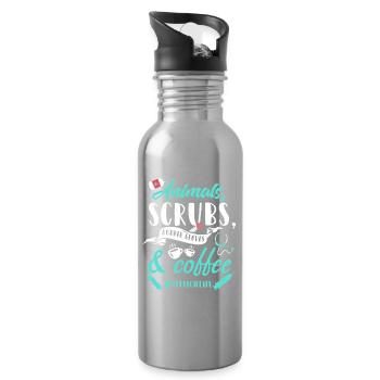 Tiere, Scrubs & Kaffee Tierarztleben - Trinkflasche mit integriertem Trinkhalm - Lightsilver - Rechts
