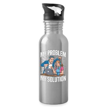 Remote Developer My Problem My Pictogram Mom Dad - Trinkflasche mit integriertem Trinkhalm - Lightsilver - Rechts
