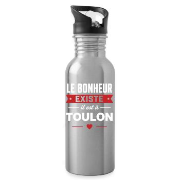 Bonheur existe à Toulon - Gourde avec paille intégrée - argent clair - Droite