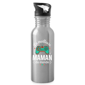 Meilleure Maman Du Monde Manette De Jeu Gamer - Gourde avec paille intégrée - argent clair - Droite