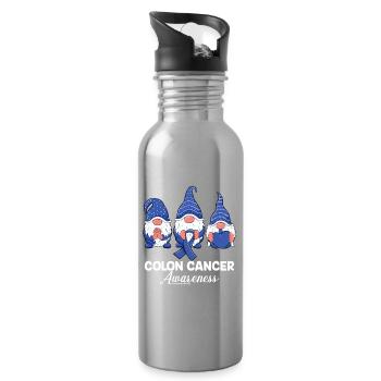 Dickdarmkrebs-Bewusstseinszwerge - Trinkflasche mit integriertem Trinkhalm - Lightsilver - Rechts