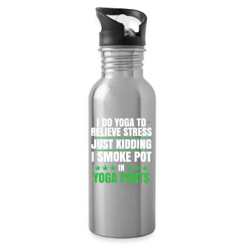 Yoga-Hosen-Pot-Witz-T-Shirt - Trinkflasche mit integriertem Trinkhalm - Lightsilver - Rechts