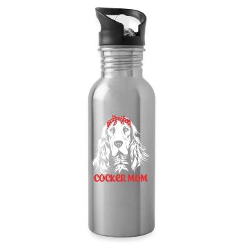 Maman Cocker Spaniel Maman de chien - Gourde avec paille intégrée - argent clair - Droite