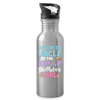 Favorite Uncle of The K-Pop Birthday Girl - Water bottle with straw - silver - Right