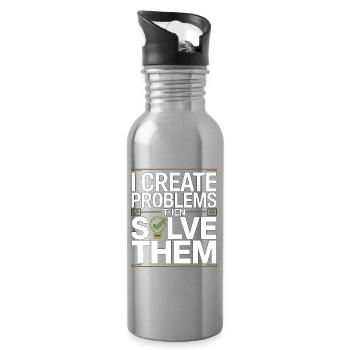 Game Developer I Create Problems Then Game Coder - Trinkflasche mit integriertem Trinkhalm - Lightsilver - Rechts