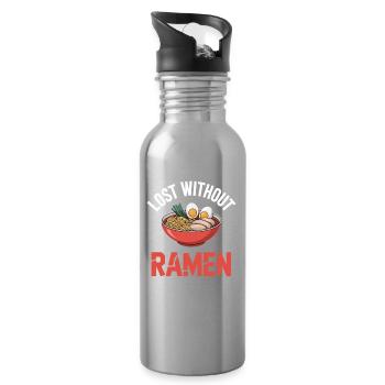 Cadeau de la soupe ramen et nouilles - Gourde avec paille intégrée - argent clair - Droite