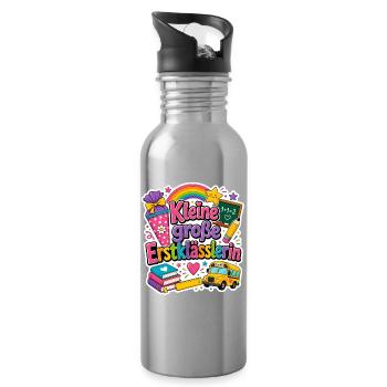 Schulkind 2026 Einschulung 2026 Schulanfang - Trinkflasche mit integriertem Trinkhalm - Lightsilver - Rechts