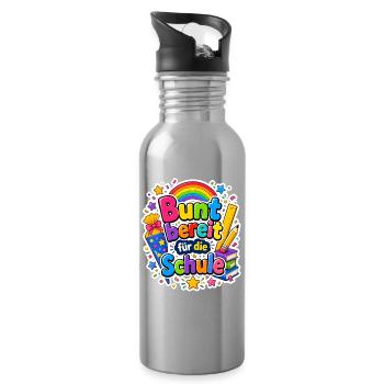 Schulkind 2026 Einschulung 2026 Schulanfang - Trinkflasche mit integriertem Trinkhalm - Lightsilver - Rechts