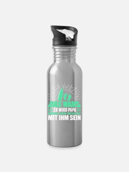Das Wars Er wird Papa - Trinkflasche mit integriertem Trinkhalm - Lightsilver
