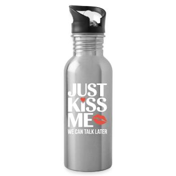Just Kiss Me Talk Later Küss Mich JGA Single Party - Trinkflasche mit integriertem Trinkhalm - Lightsilver - Rechts