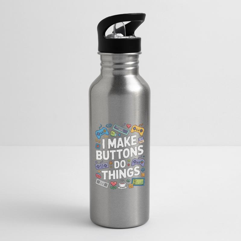 Game Developer I Make Buttons Software Developer Trinkflasche mit integriertem Trinkhalm