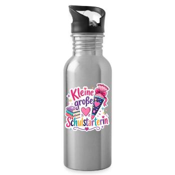 Schulkind 2026 Einschulung 2026 Schulanfang - Trinkflasche mit integriertem Trinkhalm - Lightsilver - Rechts