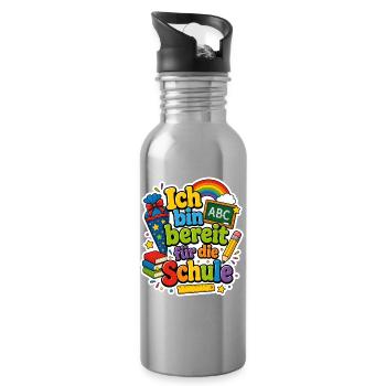 Schulkind 2026 Einschulung 2026 Schulanfang - Trinkflasche mit integriertem Trinkhalm - Lightsilver - Rechts