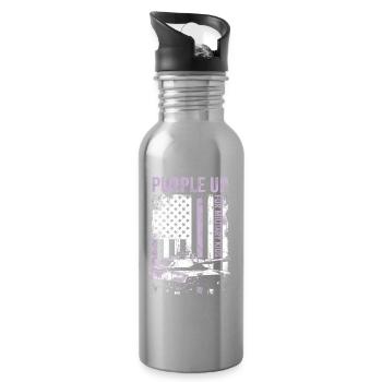 Purple for Military Kids Tank Military Kid - Water bottle with straw - silver - Right