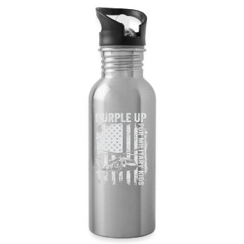 Purple Spice Up Military Kids Helicopter Military K - Water bottle with straw - silver - Right