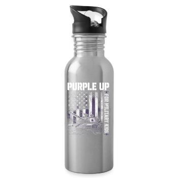 Purple for Military Kids Tank Military Kid - Water bottle with straw - silver - Right