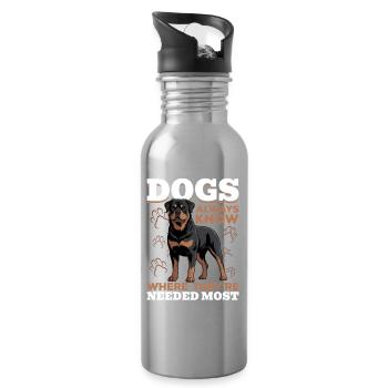 Rottweiler Rottie Dog Breed - Trinkflasche mit integriertem Trinkhalm - Lightsilver - Rechts
