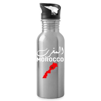 Morocco Graphic Funny Morocco Nation Flag Morocco - Gourde avec paille intégrée - argent clair - Droite