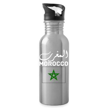 Morocco Graphic Funny Morocco Nation Flag Morocco - Gourde avec paille intégrée - argent clair - Droite