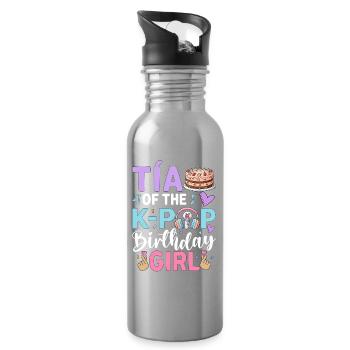 Tía of The K-Pop Birthday Girl - Trinkflasche mit integriertem Trinkhalm - Lightsilver - Rechts