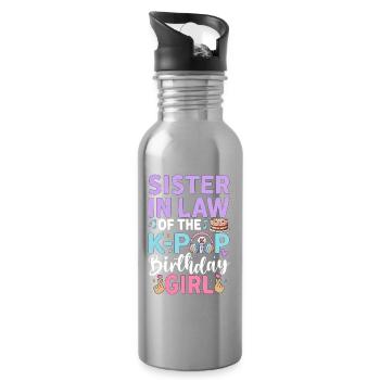 Sister In Law of The K-Pop Birthday Girl - Trinkflasche mit integriertem Trinkhalm - Lightsilver - Rechts