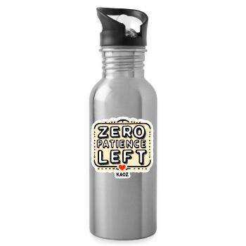Zero Patience Left – Fetter Slogan - Trinkflasche mit integriertem Trinkhalm - Lightsilver - Rechts