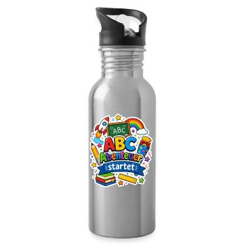 Schulkind 2026 Einschulung 2026 Schulanfang - Trinkflasche mit integriertem Trinkhalm - Lightsilver - Rechts