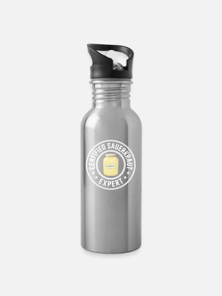 Sauerkraut Experte Sauerkohl Geschenk - Trinkflasche mit integriertem Trinkhalm - Lightsilver