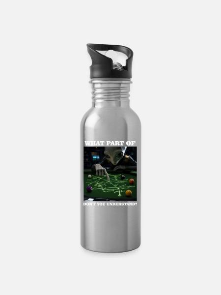 Billard-Physik-Alien-Nerd-Billardspieler - Trinkflasche mit integriertem Trinkhalm - Lightsilver