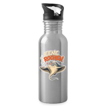 Manta with sunglasses and smoke - Water bottle with straw - silver - Right
