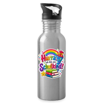 Schulkind 2026 Einschulung 2026 Schulanfang - Trinkflasche mit integriertem Trinkhalm - Lightsilver - Rechts