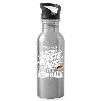 Ich raste beim Fußball aus - Trinkflasche mit integriertem Trinkhalm - Lightsilver - Rechts