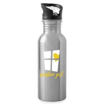 Window with Heart Sun - Sunshine girl - Water bottle with straw - silver - Right
