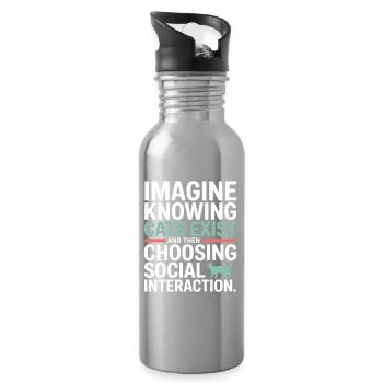 Katze Imagine Knowing Cats Exist Katzenmama Katzen - Trinkflasche mit integriertem Trinkhalm - Lightsilver - Rechts