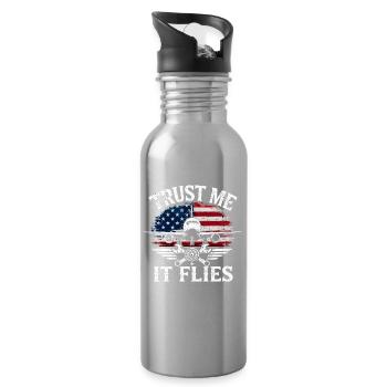 Aircraft Mechanic Aviation Engineer - Water bottle with straw - silver - Right