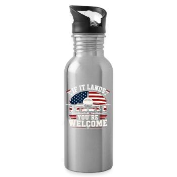 Aviation Technician Aircraft Maintenance - Water bottle with straw - silver - Right