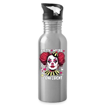Pretty Weird Confident Clowngirl Clown - Trinkflasche mit integriertem Trinkhalm - Lightsilver - Rechts