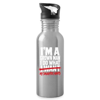 Grown Man Do What I Want – Tochter - Trinkflasche mit integriertem Trinkhalm - Lightsilver - Rechts