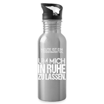 Heute ist ein wunderbarer Tag | Lass mich in Ruhe - Trinkflasche mit integriertem Trinkhalm - Lightsilver - Rechts