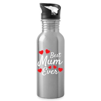 Beste Mutter aller Zeiten - Trinkflasche mit integriertem Trinkhalm - Lightsilver - Rechts