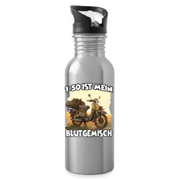 Zweitakt-Kult Simson Motiv– Ostdeutsche Nostalgie  - Trinkflasche mit integriertem Trinkhalm - Lightsilver - Rechts