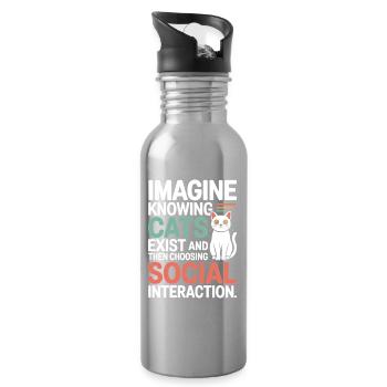 Katze Imagine Knowing Cats Exist Katzenmama Katzen - Trinkflasche mit integriertem Trinkhalm - Lightsilver - Rechts