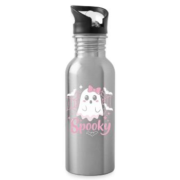 Spooky Ghost Halloween - Trinkflasche mit integriertem Trinkhalm - Lightsilver - Rechts