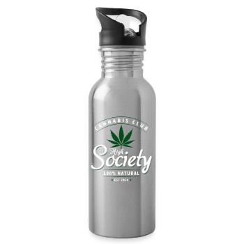 High Society Cannabis Club Logo - Gourde avec paille intégrée - argent clair - Droite