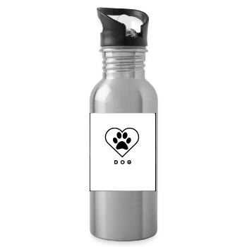 Cœur de Patte d’Amour de Chien - Gourde avec paille intégrée - argent clair - Droite