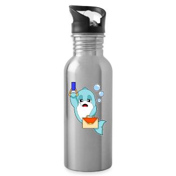 Delfin Sekretärin Handtasche Büro - Trinkflasche mit integriertem Trinkhalm - Lightsilver - Rechts